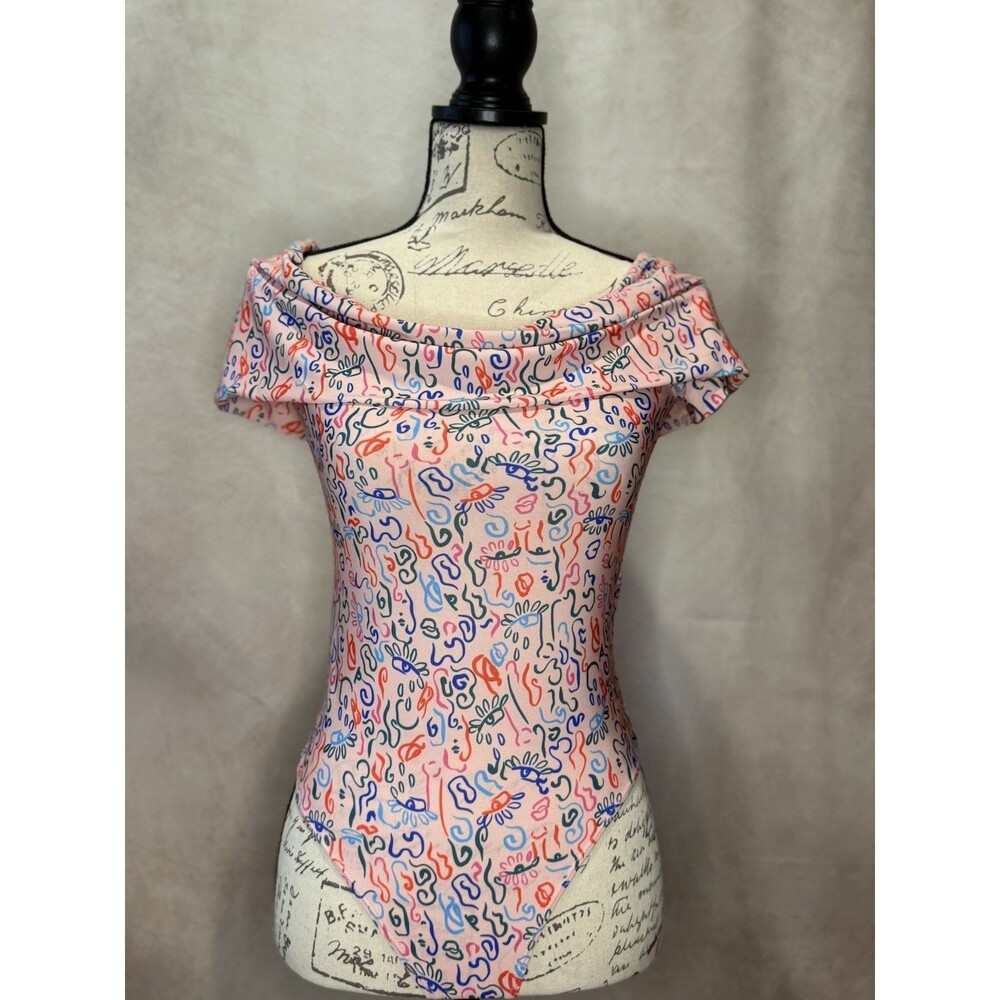 Nordstrom By Christina Martinez Abstract Pink Off-Shoulder Body Suit Size M